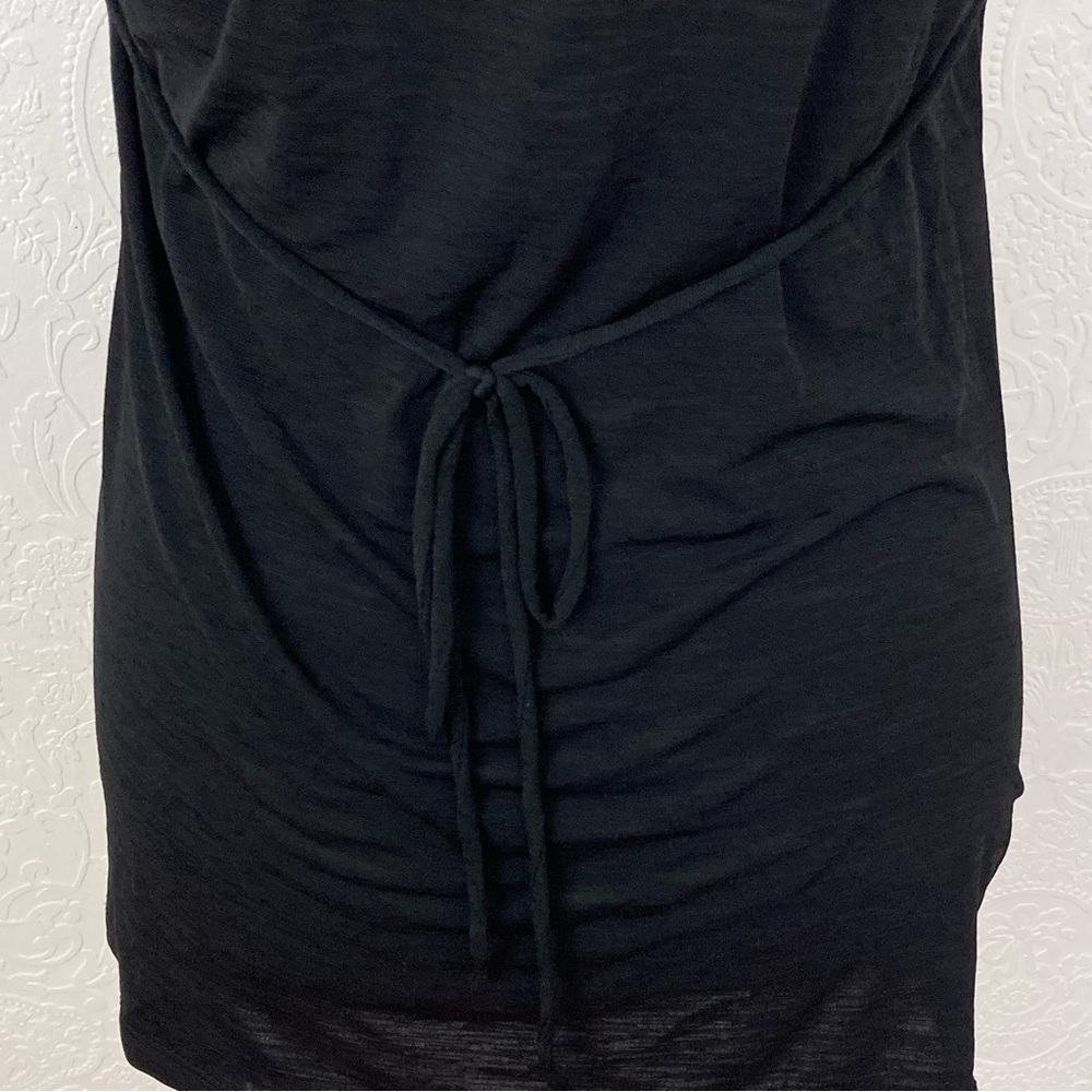 VTG Y2k heart soul black and white ruffle blouse Tye back L - Picture 5 of 14